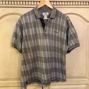 Izod Men’s Gray Checkered Polo Shirt Size L